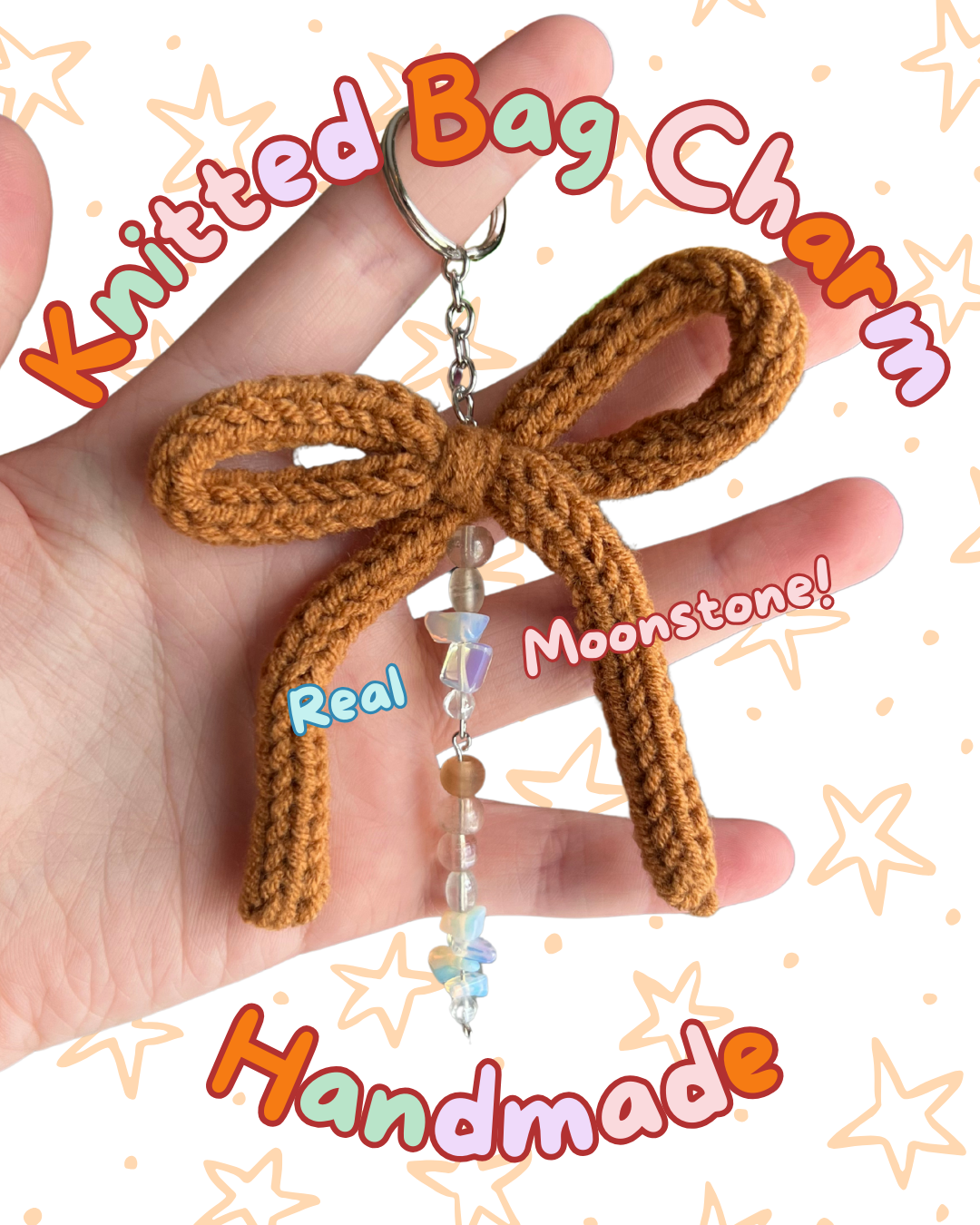 ✧ Brown Moonstone Knitted Charm | One of a Kind ✧