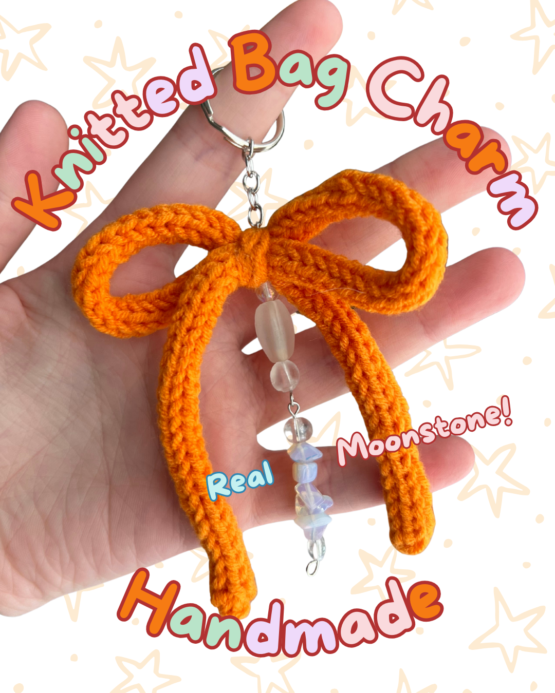 ✧ Orange Moonstone Knitted Charm | One of a Kind ✧