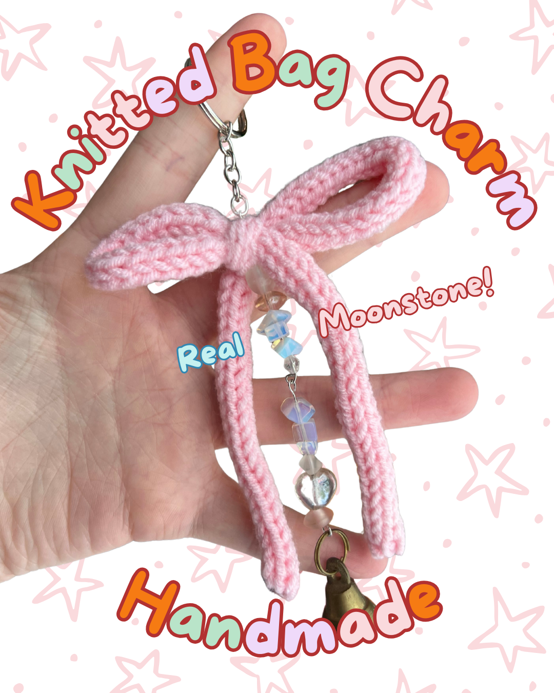 ✧ Pink Moonstone Knitted Charm | One of a Kind ✧